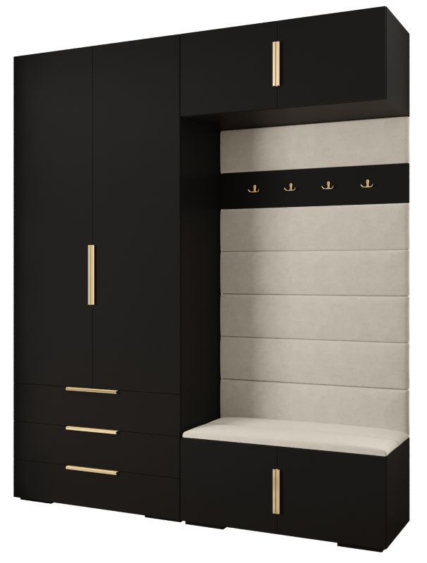 Garderoba do przedpokoju Abiks INOVA 1 Z12 czarny+złoty+manila02 1szt.