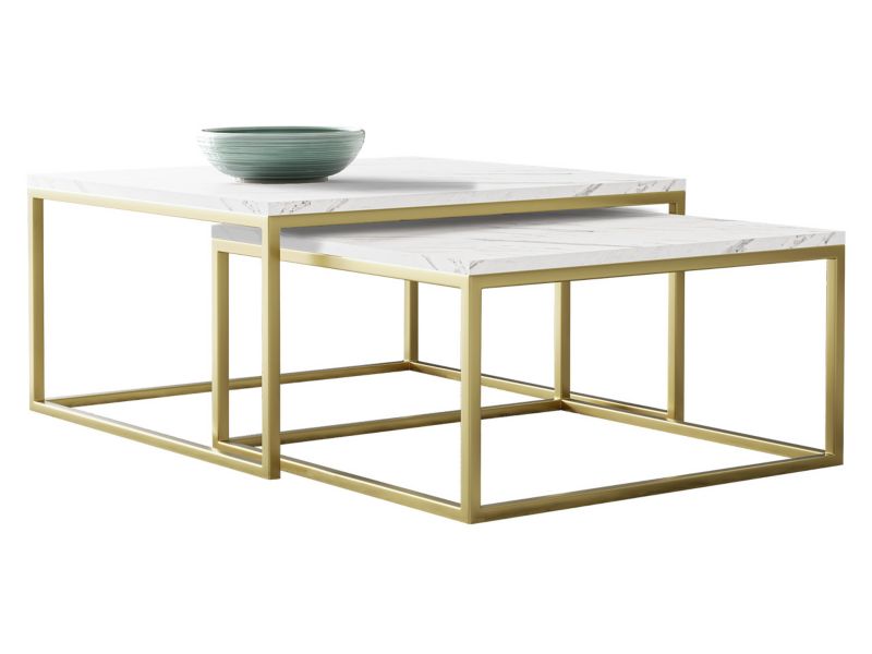 Stolik kawowy MIRJAN 24 Dual złoty/marmur bianco 1 szt.