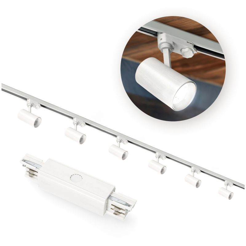 Zestaw szynowy 3-fazowy Kobi szyna 2m+2m, I zew., 6x Lampa, 2x zaślepka biały 1kpl.