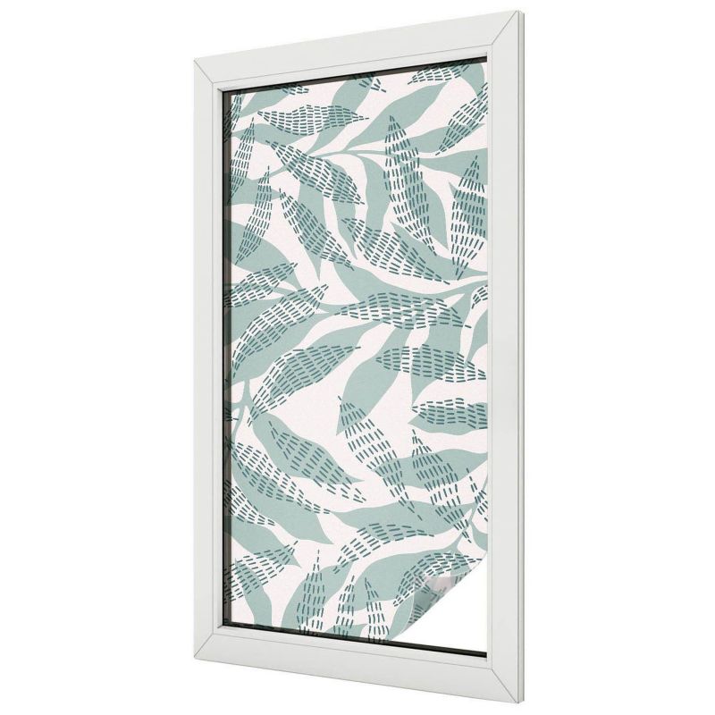 Folia Mleczna na Okno Wallfluent 50x100 cm Skutecznie Chroni Prywatność Zielone liście nowoczesny wzór natury 1 rol.