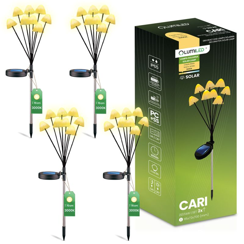 Lampa Solarna Lumiled Ogrodowa LED Wbijana Słupek Zewnętrzny Grzybki IP65 Drzewko 4 szt.