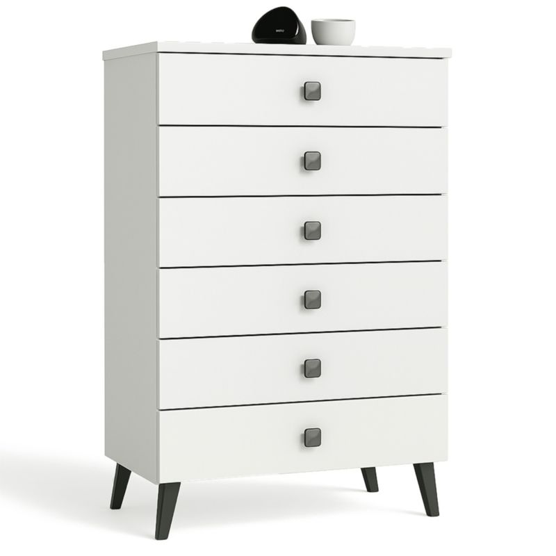 Komoda Akord Mobi Biała 60 cm 6 szuflad kolor Biały mat 60x37x104 cm 1 szt.