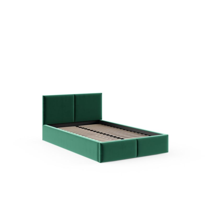 Łóżko tapicerowane FDM AMBER 120x200 ciemno zielone z pojemnikiem i stelażem podnoszonym 1 szt.
