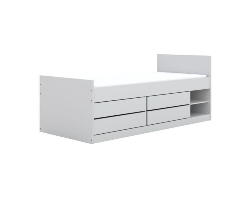 Łóżko Kocot Kids młodzieżowe LEON 200x90 z półkami białe 1 szt.
