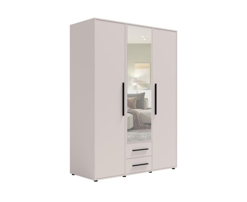 Szafa trzydrzwiowa z nadstawką Bettso Maxivo uchylna z szufladami i lustrem kaszmir 1szt.