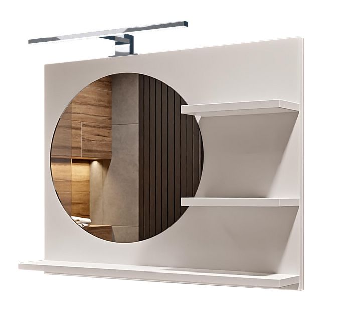 Lustro łazienkowe z półkami i oświetleniem LED Better Home, 60 x 50 x 12 cm, Białe, 1 szt.