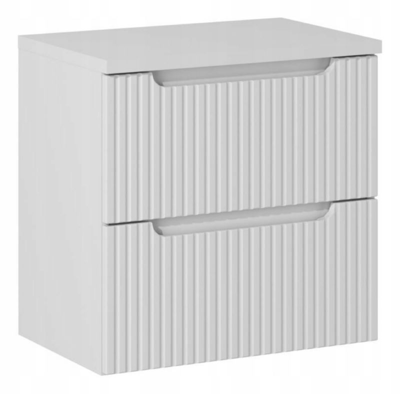 Szafka pod umywalkę Furnidea 60 cm wisząca biały mat z blatem dąb coast evoke Nova White 2 drzwi 1 szt.