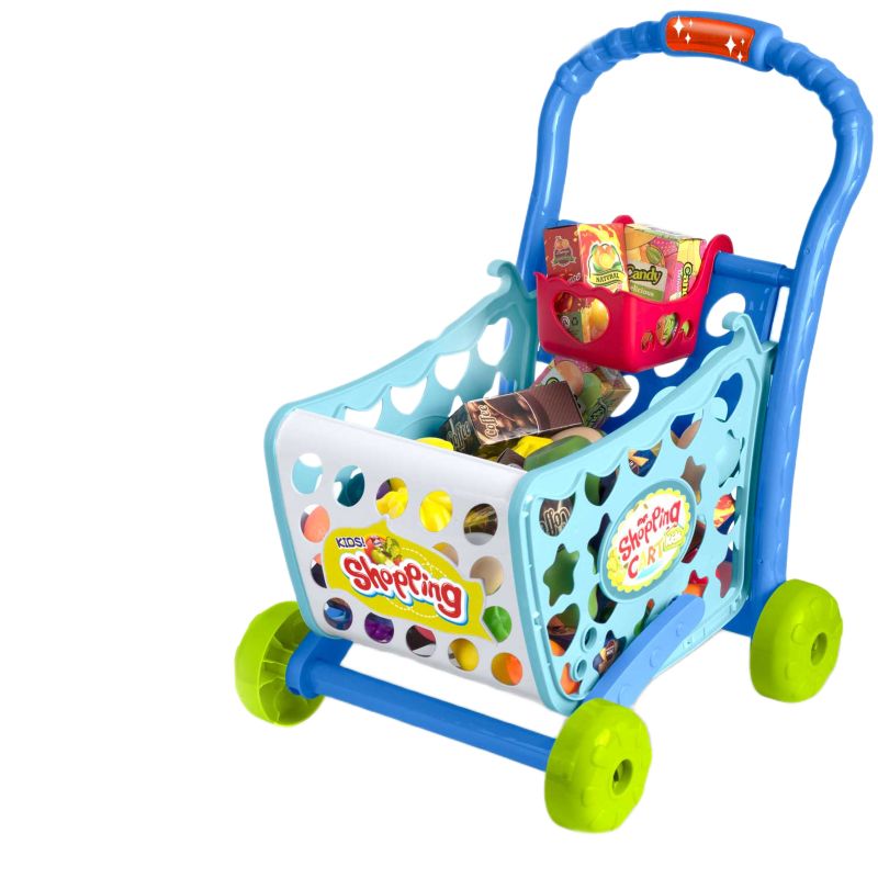 Wózek na zakupy Ricokids RK-734 koszyk sklepowy dla dzieci + akcesoria niebieski 1szt.