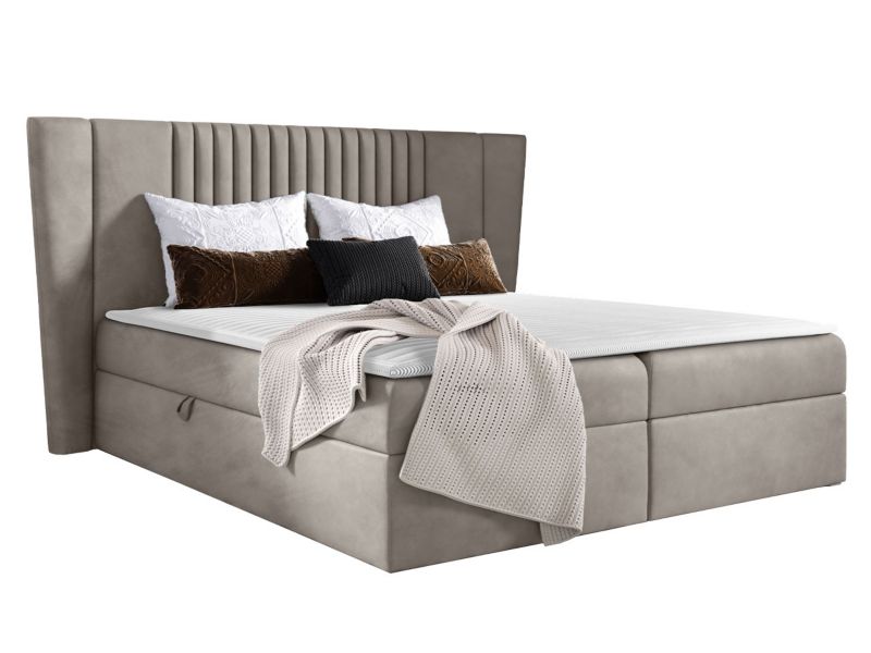 Łóżko kontynentalne MIRJAN 24 Spark 160x200 płowy beż 1 szt.