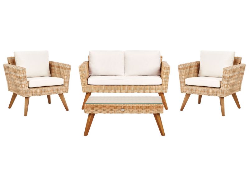 Zestaw ogrodowy ze stolikiem Vittoria Technorattan Złamana biel 1 kpl