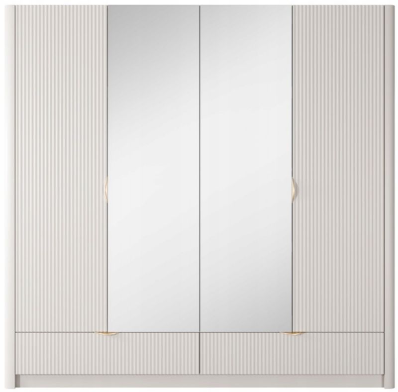 Szafa Furnidea 213 cm beżowa frezowane fronty złote nóżki LANTE 1 szt.