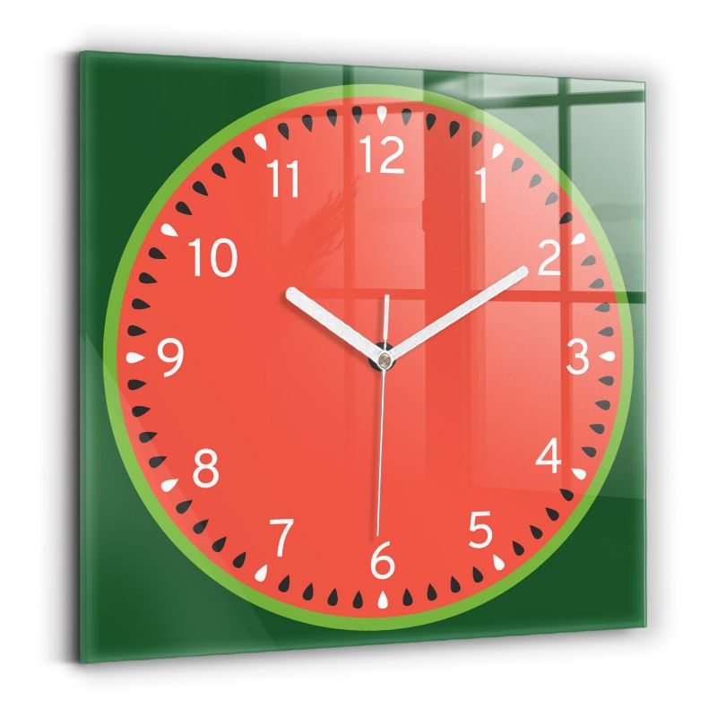 Zegar szklany białe wskazówki Wallfluent 30x30 cm Słodki arbuz 1 szt.
