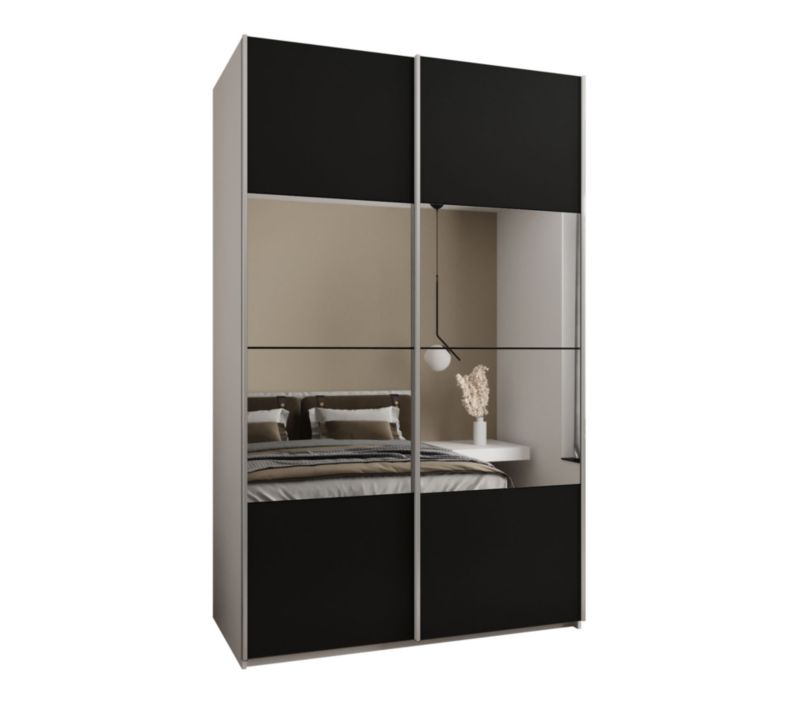 Szafa przesuwna Abiks LUX 4 wysoka szer.150cm biały/czarny/srebrny 1szt.