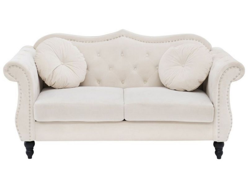 Sofa 2-osobowa welurowa beżowa Skien 1 szt.