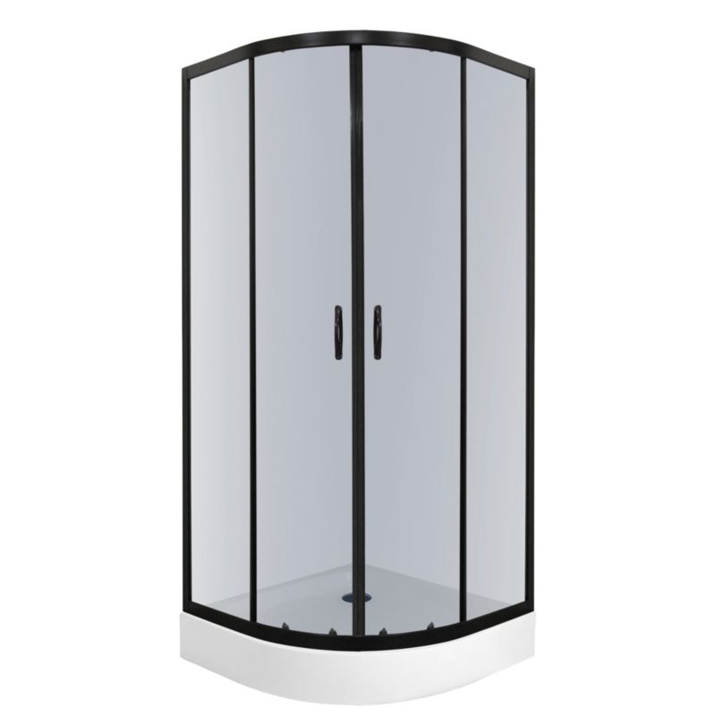 Kabina prysznicowa półokrągła Kerra Tiara 80 cm grafitowe szkło czarne profile + brodzik 1 szt.