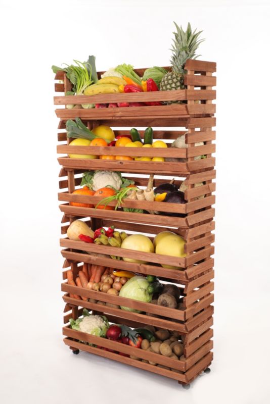 Regał na warzywa i owoce MODO24 na kółkach 157x77x30 cm 6 skrzynek impregnat brązowy 1 szt