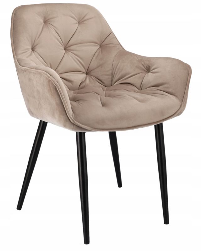 Krzesło welurowe JUMI tapicerowane beżowe do jadalni salonu wygodne 1 szt.