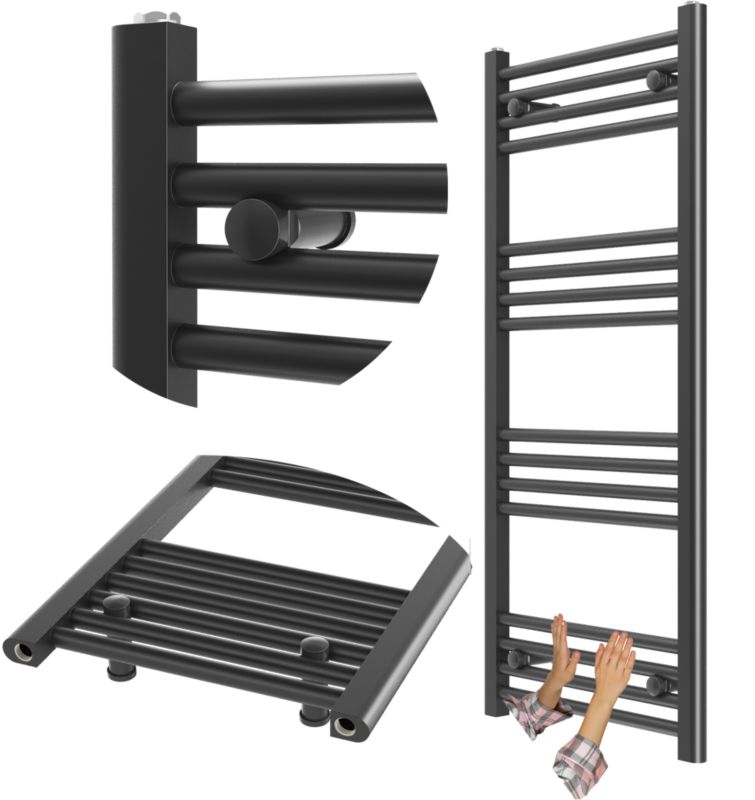 Grzejnik Łazienkowy Granitan Breno 50/110cm Czarny Kaloryfer Drabinkowy 1kpl.