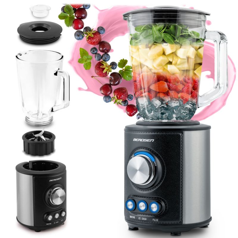 Duży blender Berdsen kielichowy szklany 800W 1,5l 1szt.