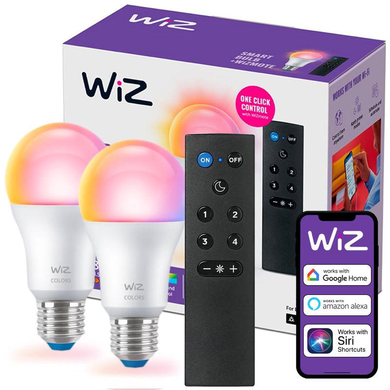Żarówka LED WiZ E27 A60 8.5W 806lm 2200-6500K RGB TW Inteligentna Smart WiFi Bluetooth Aplikacja z Pilotem 2 szt.