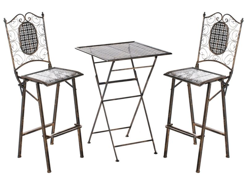 Zestaw ogrodowy barowy Składane Bormio Metal Czarny 1 kpl