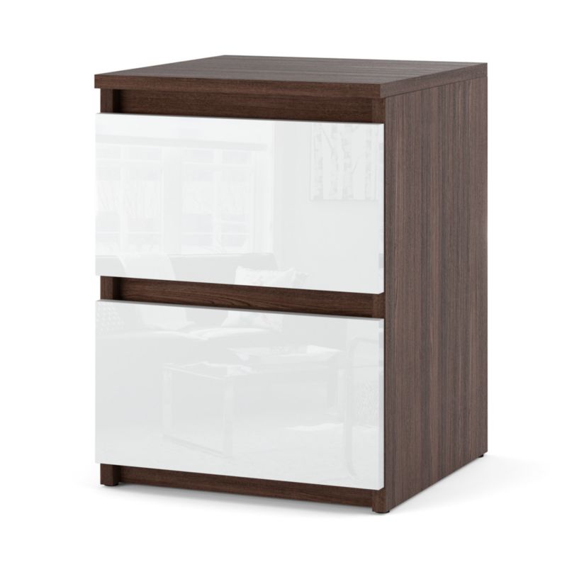 Szafka Nocna Hurtownia-Mebli Szuflady 2 Hugo 30cm Dąb Wenge Biały Połysk 30x30x40 cm 1szt.
