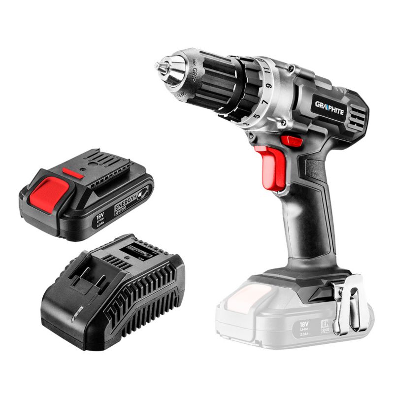 Wiertarko-wkrętarka akumulatorowa GRAPHITE uchwyt 10 mm akumulator ładowarka 1 kpl