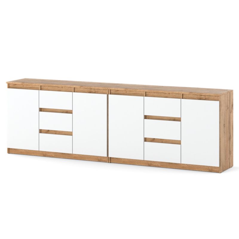 Komoda Hurtownia-Mebli Szuflady 6 Agna Best 240cm Dąb Wotan Biały Mat 240x35x75 cm 1szt.