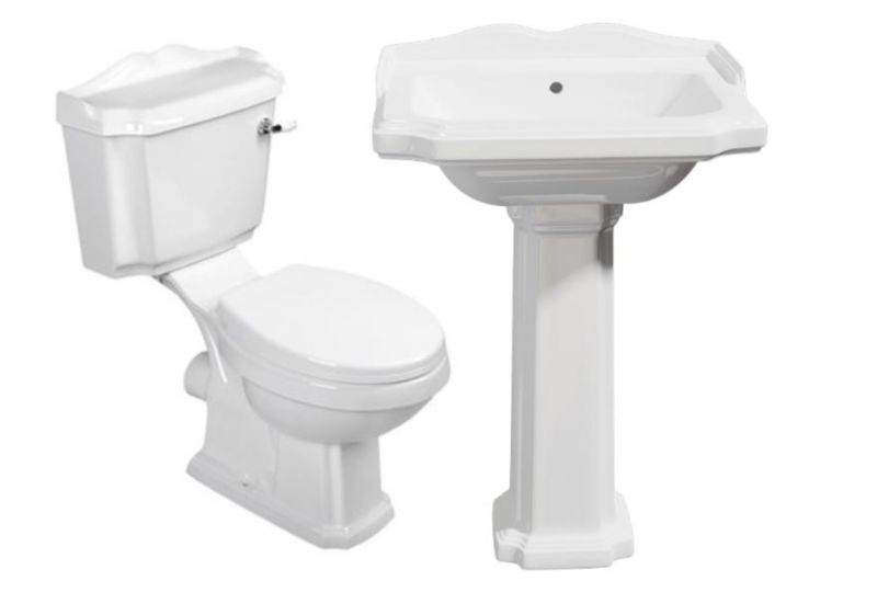 Kompakt Sapho WC z umywalką na postumencie deska duroplast wolnoopadająca styl Retro 1szt