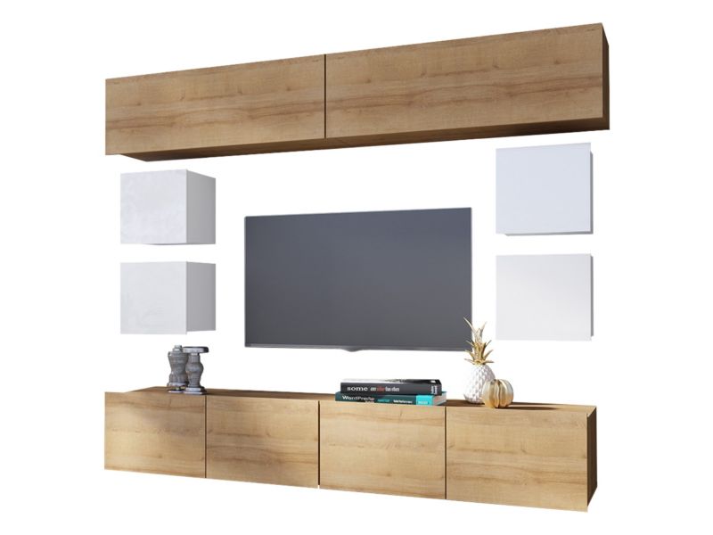 Meblościanka MIRJAN 24 Calabrini XVI dąb złoty / biały + biały połysk 1 kpl.