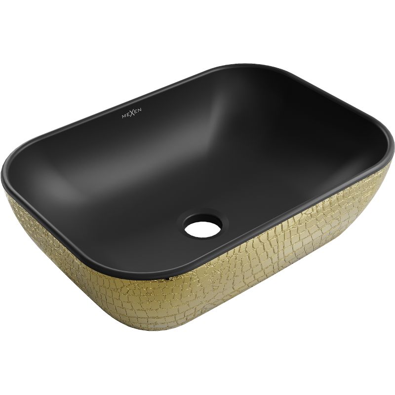 Umywalka nablatowa Mexen Rita czarna/złota 45,5 x 32,5 cm 1 szt.