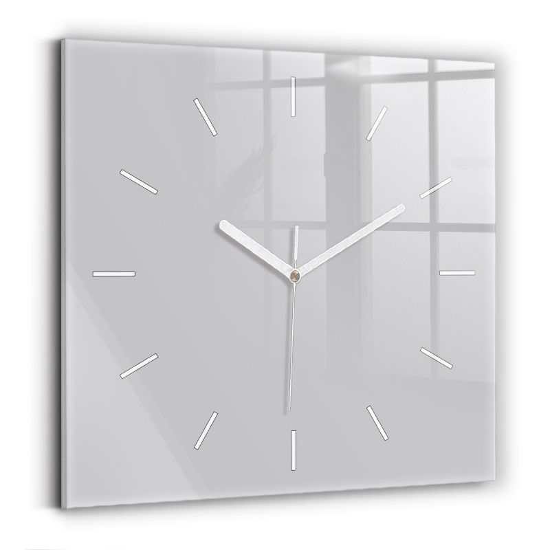 Zegar szklany białe wskazówki Wallfluent 30x30 cm Jasny Szary 1 szt.