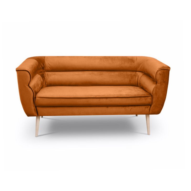 Sofa dwuosobowa Bettso Maro na drewnianych nogach w stylu skandynawskim pomarańczowy 1szt.