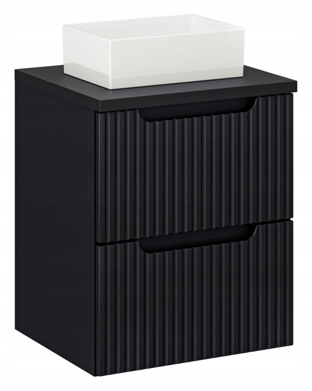 Szafka pod Umywalkę łazienkowa 50 cm Wisząca z Blatem Czarny Nova Black Czarna z Umywalką Furnidea 1szt.