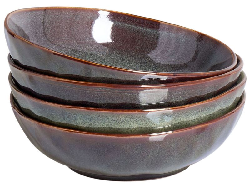 Zestaw 4 głębokich talerzy Thyme Kamionka Ciemnozielony 1 kpl