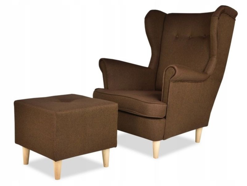 Fotel uszak do salonu z podnóżkiem Family Meble ARI brązowy 1szt