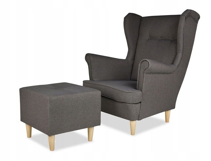 Fotel uszak do salonu z podnóżkiem Family Meble ARI szary 1szt