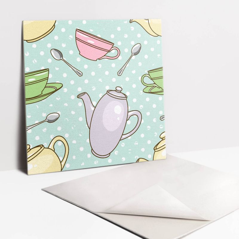 Kafelki samoprzylepne Tulup 30x30 cm Czajnik i kolorowe filiżanki 9 szt.