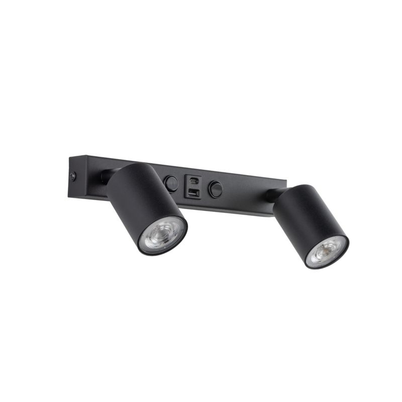 Kinkiet TK-Lighting Nex Black 2Xgu10 / Usb - 1szt.