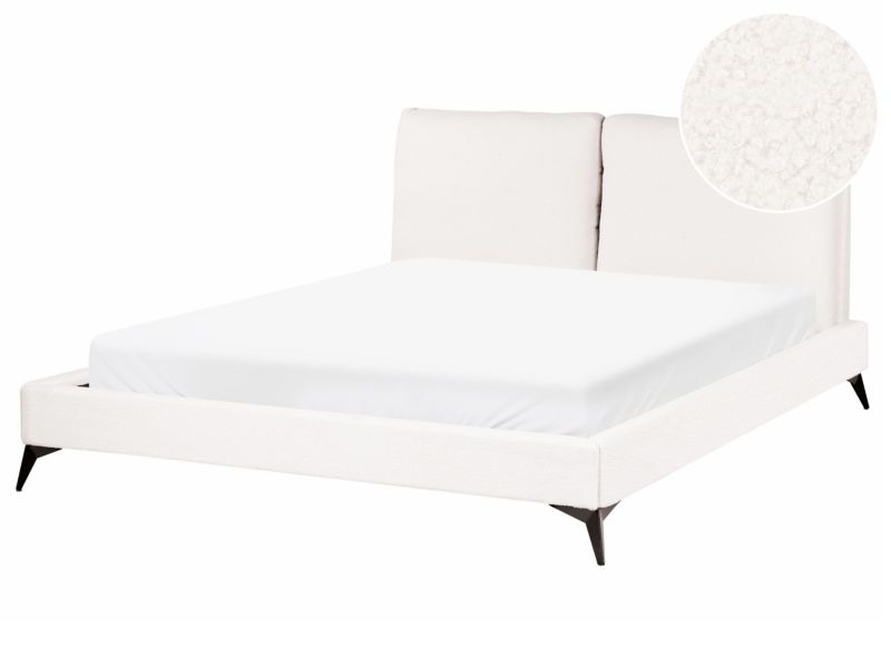 Łóżko Boucle Melle 160 x 200 cm Złamana biel 1 szt.