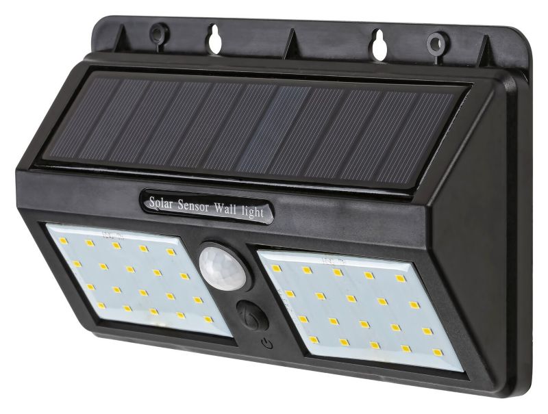 Kinkiet solarny z czujnikiem Rabalux Ostrava czarny LED 2.4W 4000K 225lm IP44 wym: 11,5 x 19 x 4,5 cm tworzywo sztuczne - 1 szt.