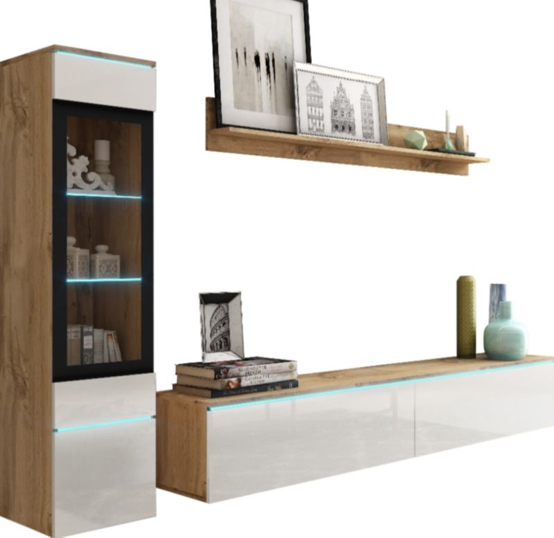 Meblościanka MINIO go for it VEVE 1 dąb wotan/biały połysk , 1 szt.