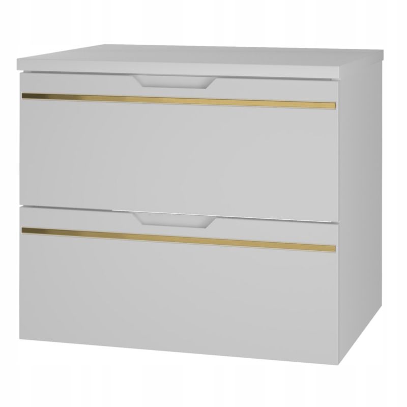 Szafka pod umywalkę Furnidea 60 cm z blatem biały frezowana złota listwa Espero 1 szt.