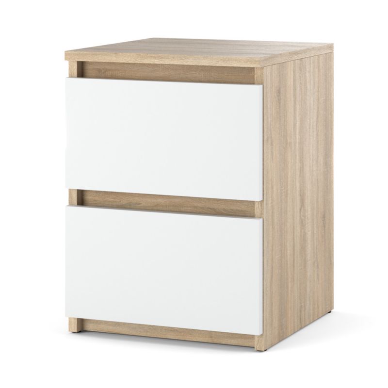 Szafka Nocna Hurtownia-Mebli Szuflady 2 Hugo 30cm Dąb Sonoma Biały Mat 30x30x40 cm 1szt.