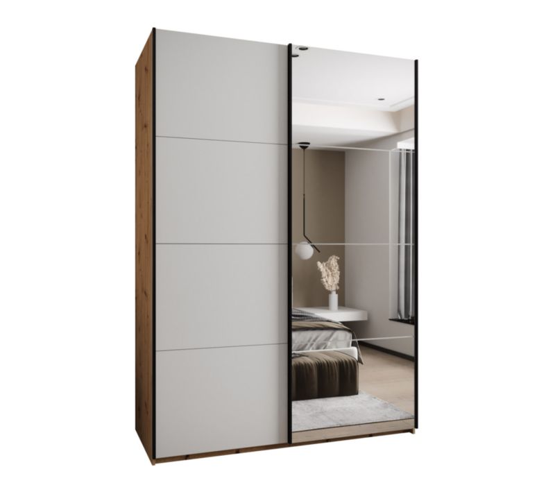 Szafa przesuwna Abiks LUX 3 wysoka szer.180cm artisan/biały/czarny 1szt.