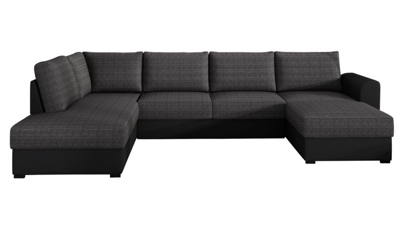 Narożnik z funkcją spania MIRJAN 24 Wilma lewy czarna ekoskóra/czarna plecionka 1 szt.