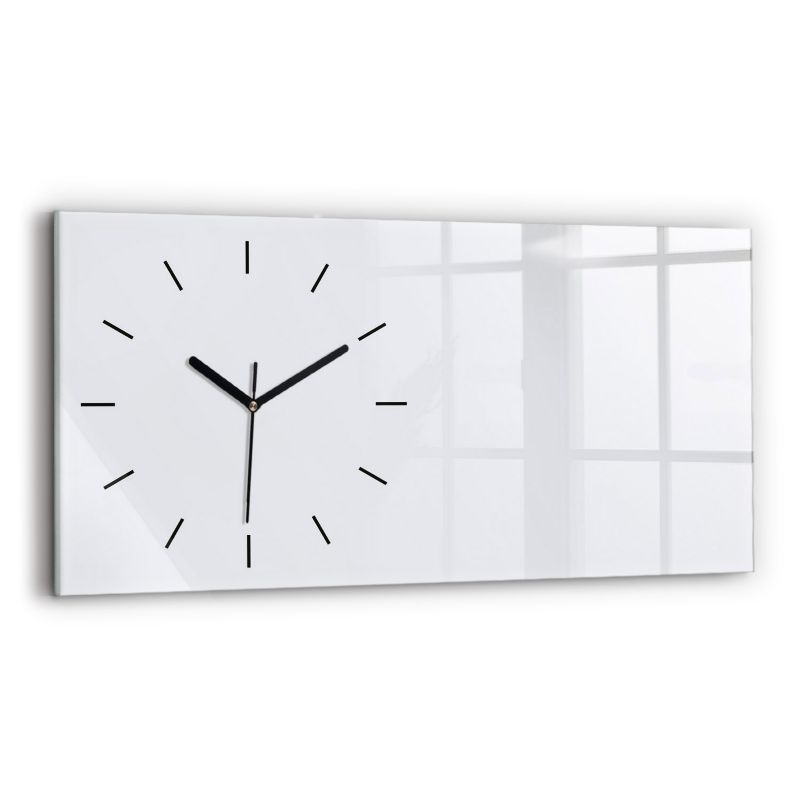 Zegar szklany czarne wskazówki Wallfluent 60x30 cm Kolor ciemna biel 1 szt.