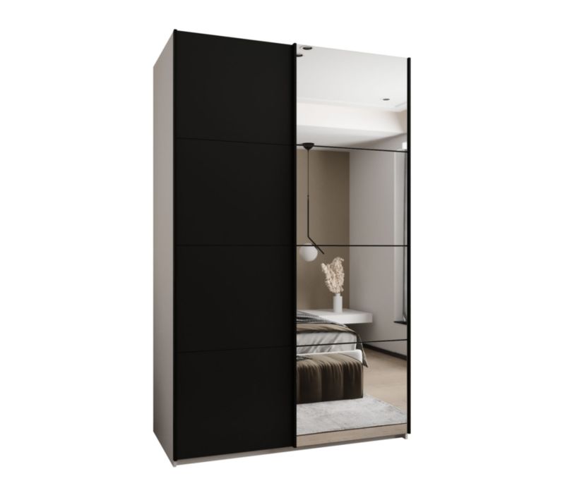 Szafa przesuwna Abiks LUX 3 wysoka szer.150cm biały/czarny/czarny 1szt.