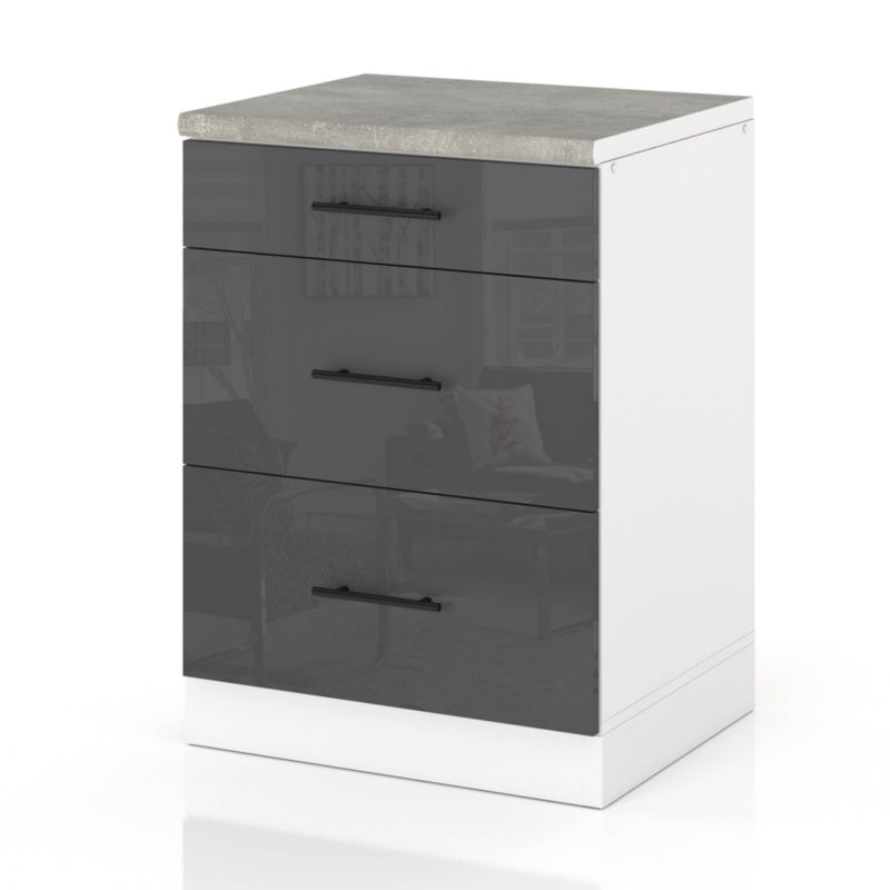 Szafka Kuchenna Hurtownia-Mebli Stojąca Z Szufladami D60S3 MET sPremium 60cm Biały Mat Szary Połysk 60x52x85 cm 1szt.