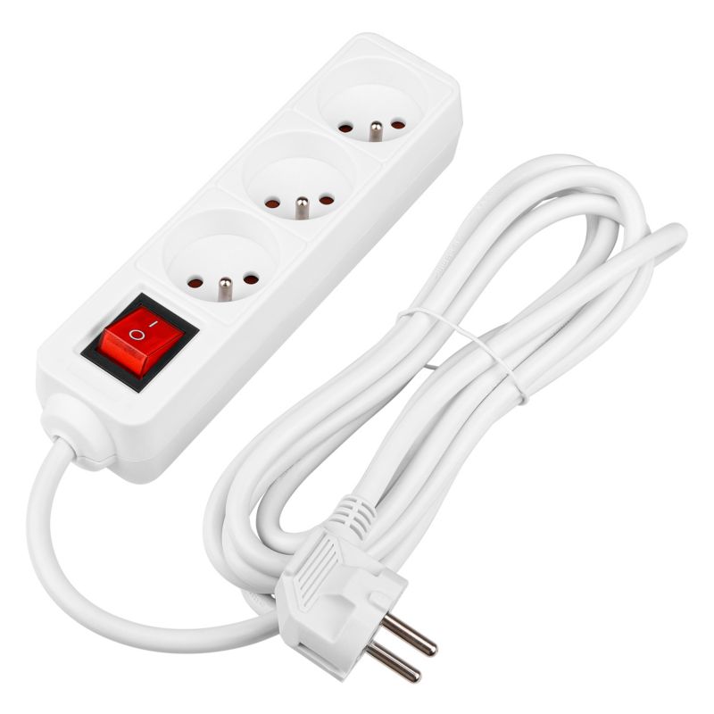 Przedłużacz listwa zasilająca MasterLED Silo 3 gniazda 3m włącznik uziemienie biały 1 szt.